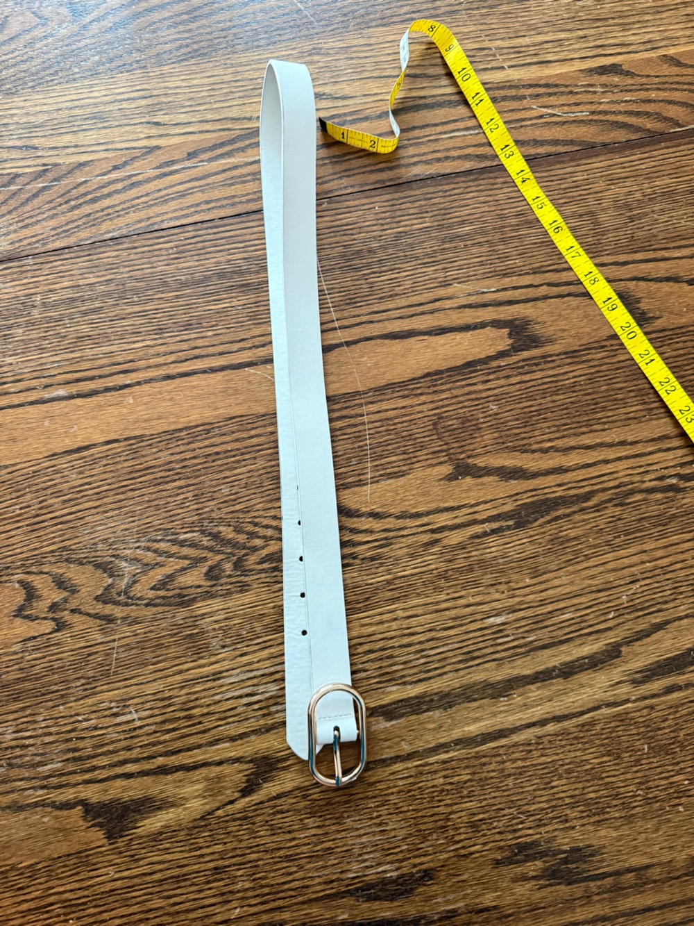 Classic White Women's Belt with Gold-Tone Oval Buckle